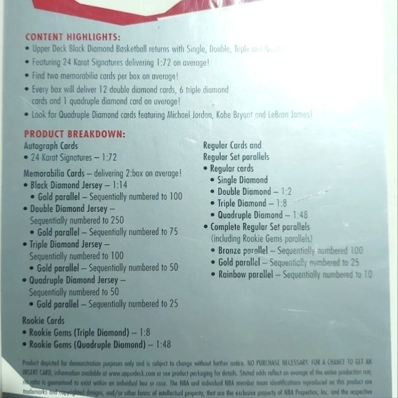 LEBRON James Upper Deck Black Diamond NBA Rookie Gems Card Large Size Promo - Picture 2 of 4